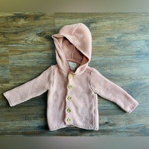 Carter’s Little Planet Organic Cotton Pink Hooded Button Up Sweater, 12 months
